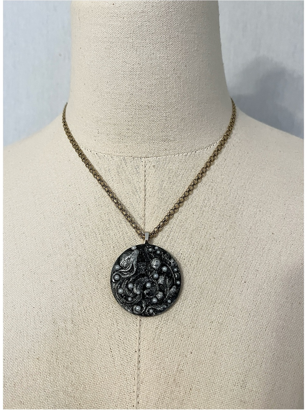 Antique Style Round Mermaid Statement Pendant